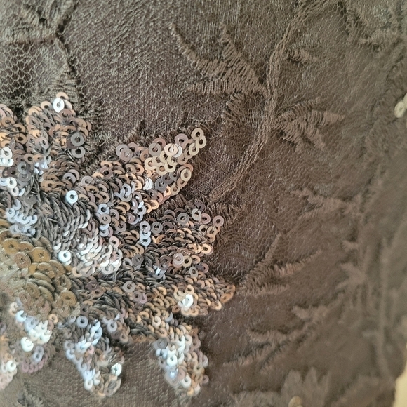 Vera Wang Black Sequin Long Evening Gown Size 4 - Picture 6 of 6